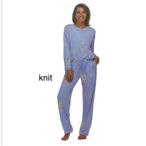 FLORA NIKROOZ Women’s Henley Pajama Lightweight Knit Set Super Soft Blue Floral